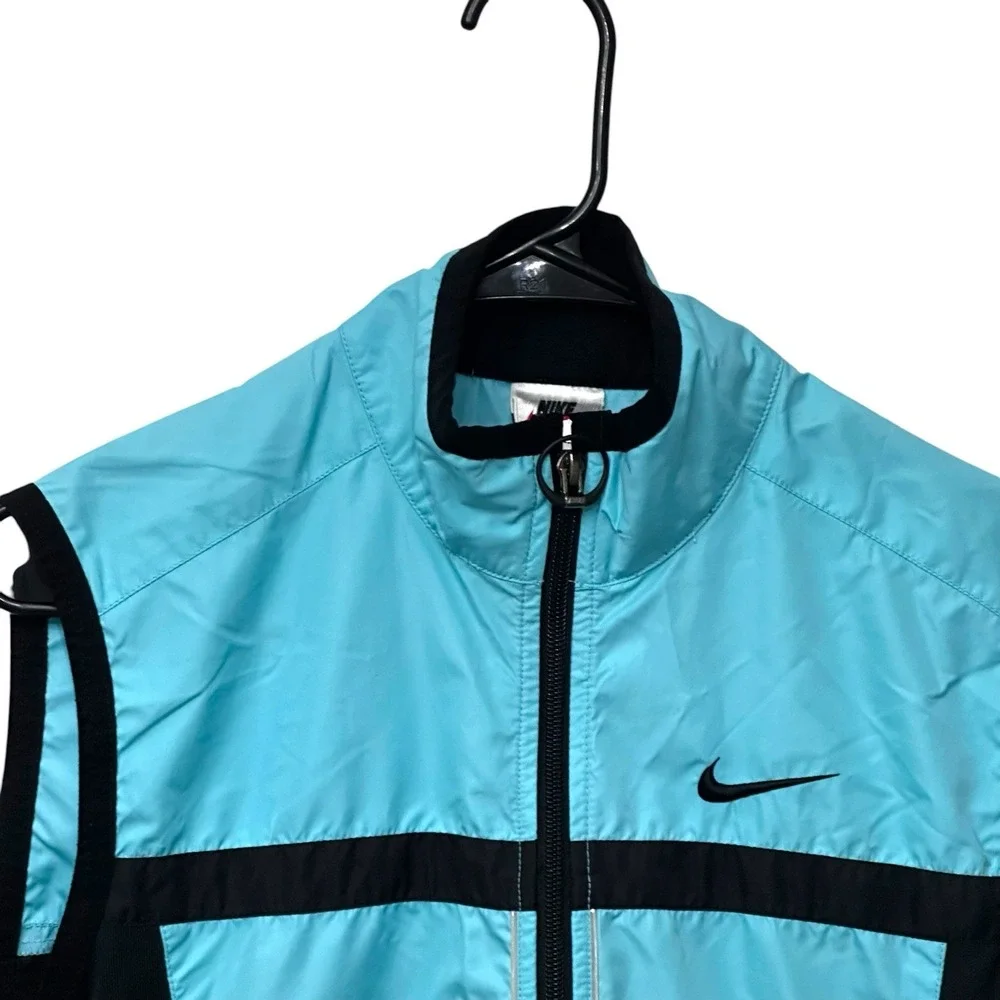 Vintage Nike Running Vest With Clima Fit Technology Black Blue Ladies Small